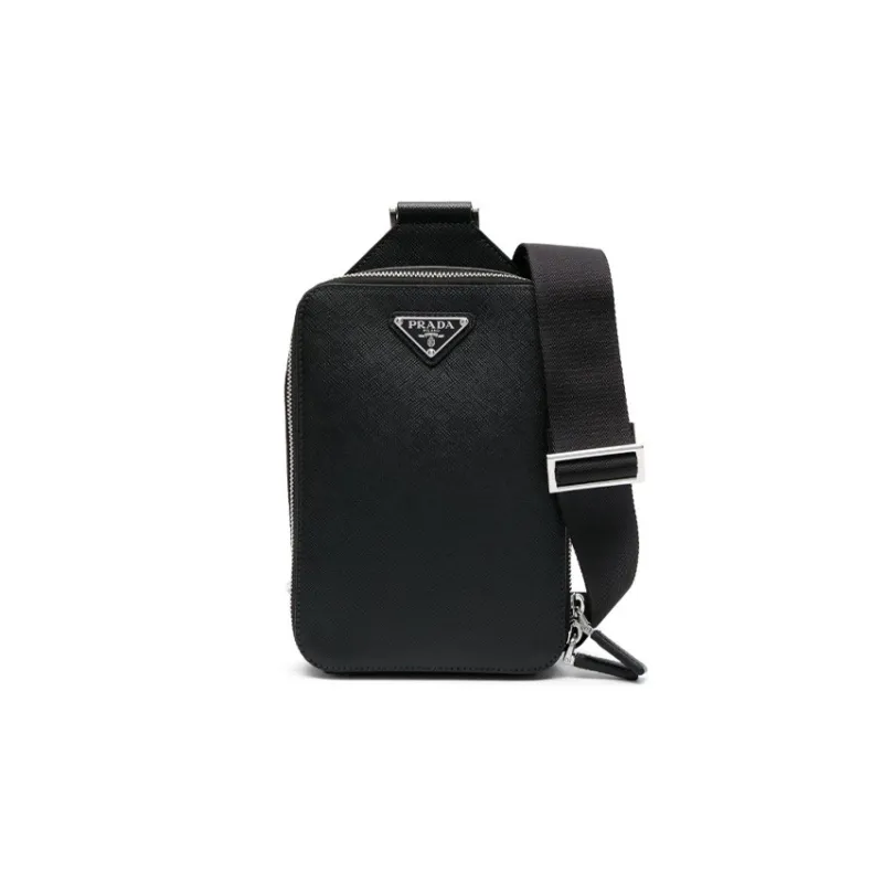 PRADA Calfskin Messenger Bag Sling Bag Regular Men's Black-0