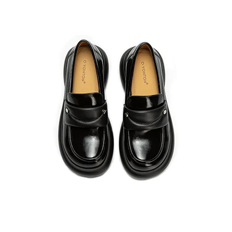 Q.VONTON Loafers Women's Low Top Ecru/Black-3
