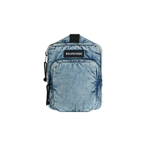 Balenciaga Explorer Cotton With Polyester Messenger Bag, One Shoulder Crossbody Fanny Pack, Sling Bag Men's Light Blue