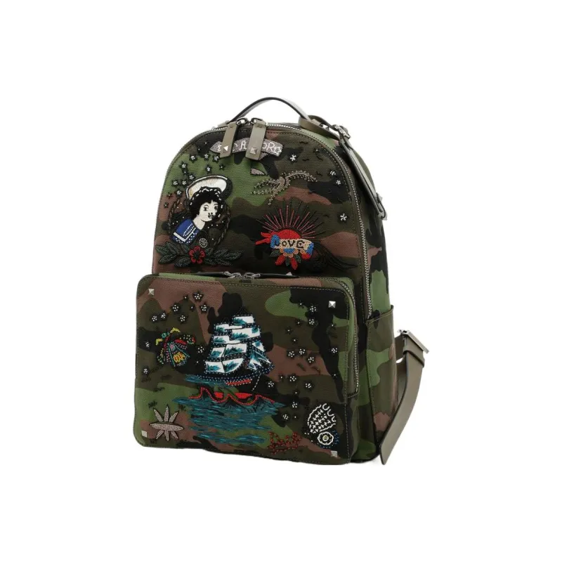 Valentino Cow Leather Backpack Men's Multicolor-1