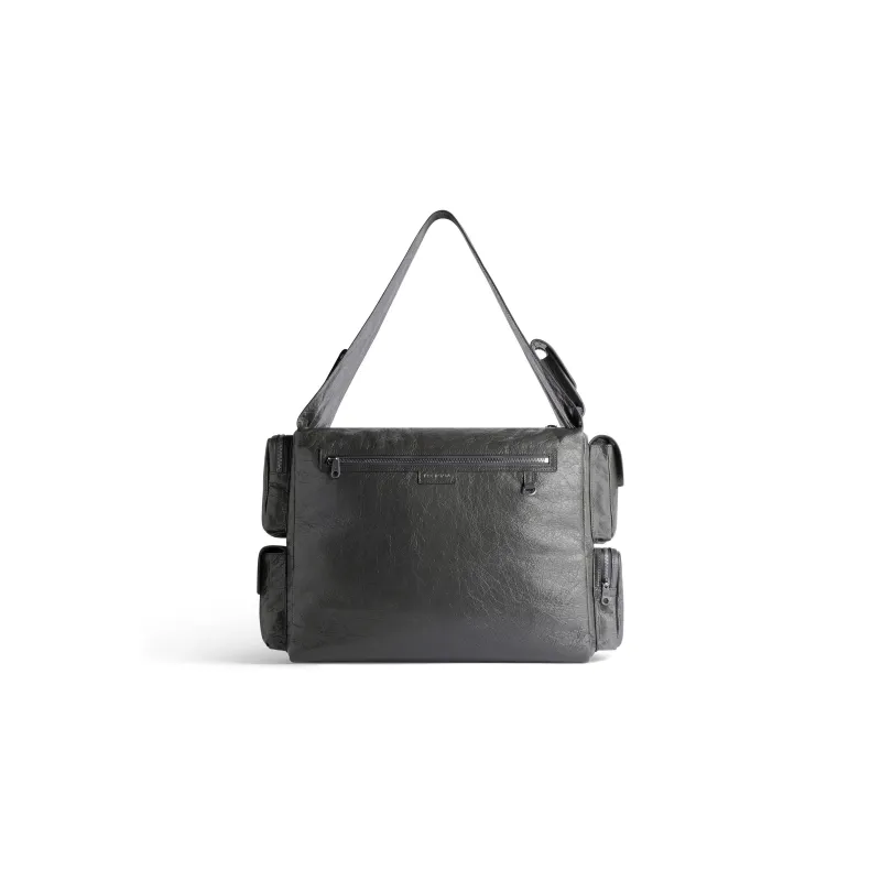 Balenciaga Superbusy Crossbody Messenger Unisex Leather Black-3