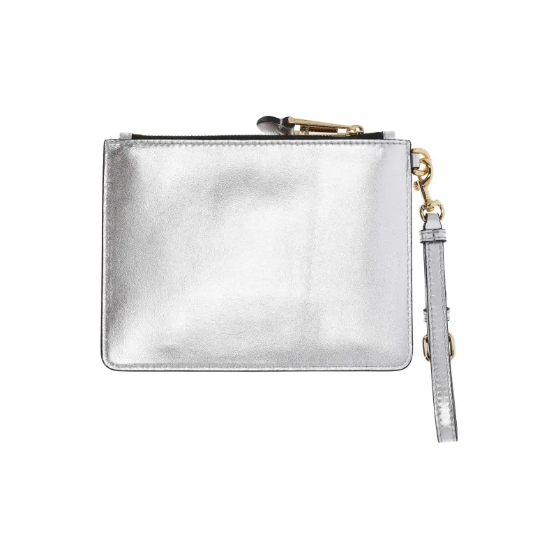 MOSCHINO Calfskin Clutch Women's Silver-3
