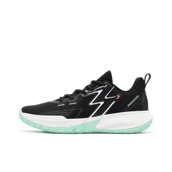 361° Big3 Team Cushioning Low Top Basketball Shoes Men's Black White Cyan