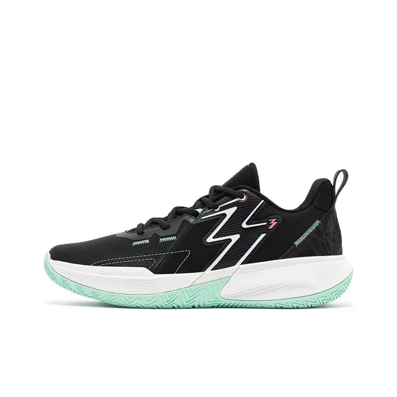 361° Big3 Team Cushioning Low Top Basketball Shoes Men's Black White Cyan-0
