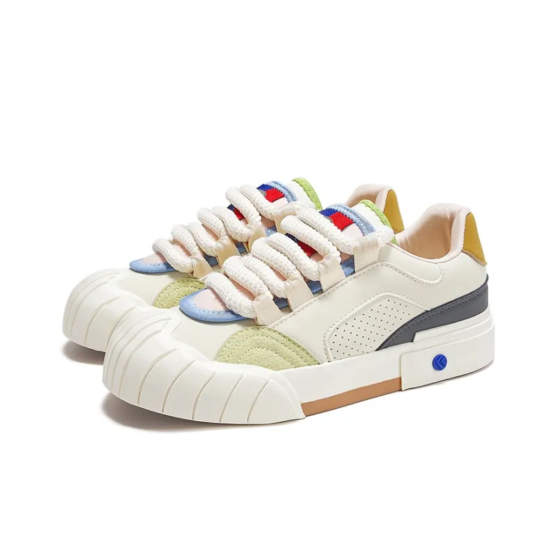 Feiyue Low-Top Skateboard Shoes Women's Beige Green-2