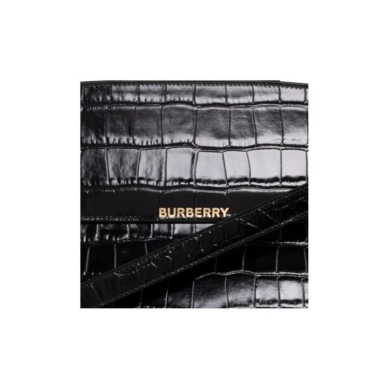 Burberry Patent Leather Calfskin Shoulder Bag Crossbody Bag Handbag Women's Black-4