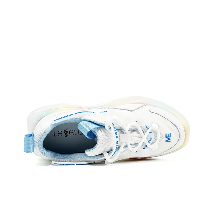 LESELE Low Top Chunky Sneakers 4cm Women's White Blue-4