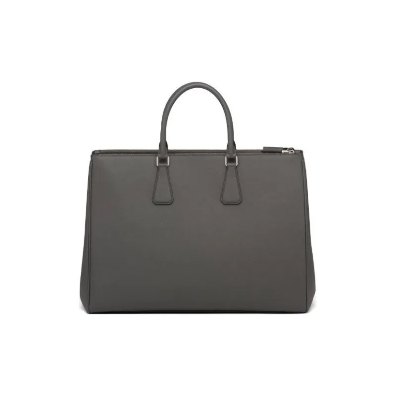 PRADA Genuine Leather Handbag Men's Gray-2