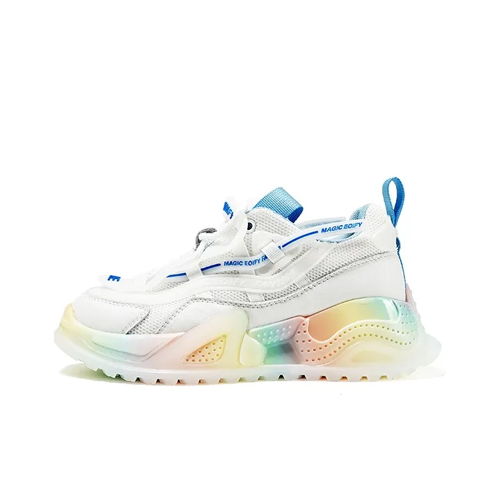 LESELE Low Top Chunky Sneakers 4cm Women's White Blue-0
