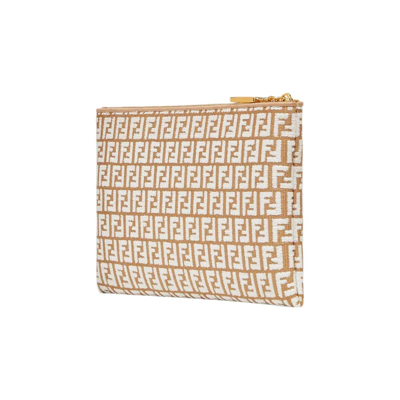 FENDI Raffia Clutch Medium Size Women's Brown Pink-1