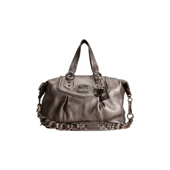 COACH Madison Leather Briefcase One Shoulder Handbag Large Size Women's Silver