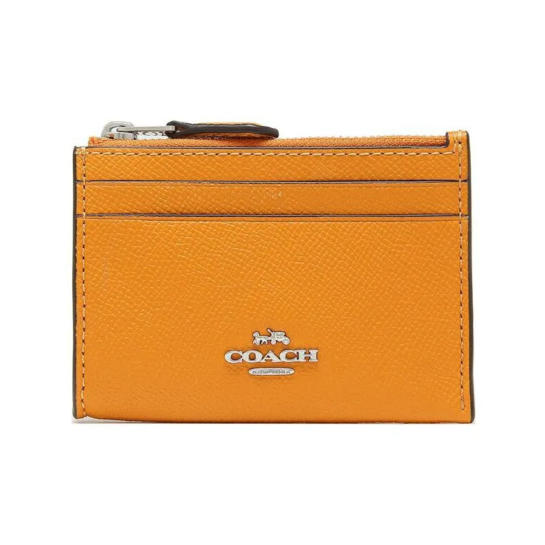 COACH Mini Id Skinny Leather Document Wallet Card Holders Mini Women's Papaya Color-1