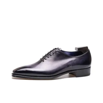 GAZIANO GIRLING Edwardian Black Patina Dress Shoes Men's Marine Blue