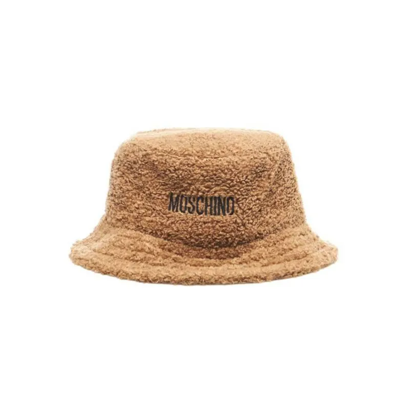 MOSCHINO Logo Embroidered Faux Fur Bucket Hat-0
