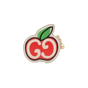 GUCCI Leather Key Pouch Coin Purse Women's White/Red