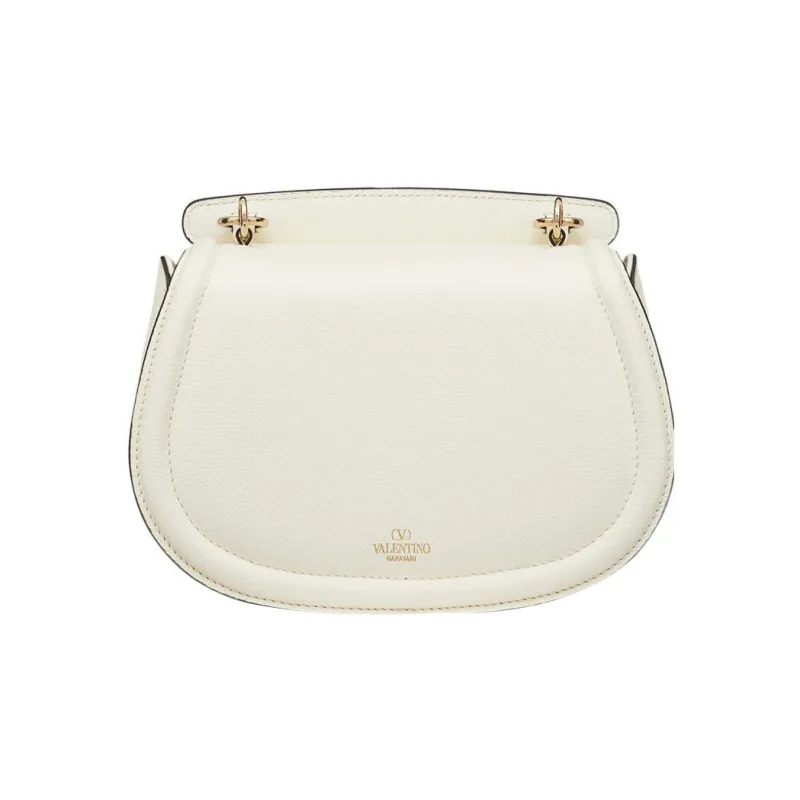 Valentino VSLING Grained Calfskin Saddle Bag Crossbody Bag, Shoulder Bag Women's White-2