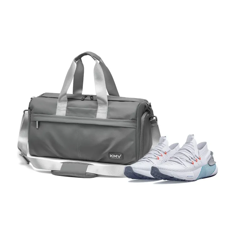 KMV Polyester Shoulder Bag Crossbody Bag Gym Bag Large Size Men's Black/Gray-7