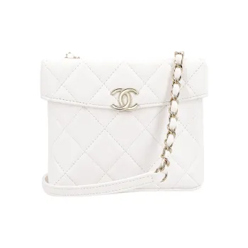 CHANEL 21K Winter Sheepskin Flap Bag, Shoulder Bag, Crossbody Bag Regular Women's White