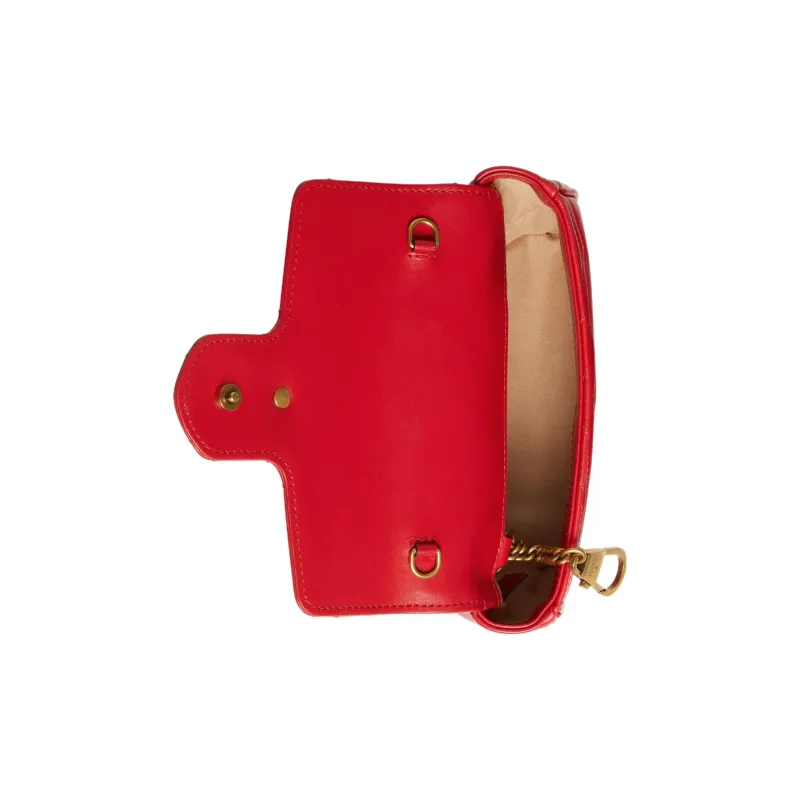 GUCCI Marmont Leather Crossbody Bag Shoulder Bag Extra Mini Women's Red-6