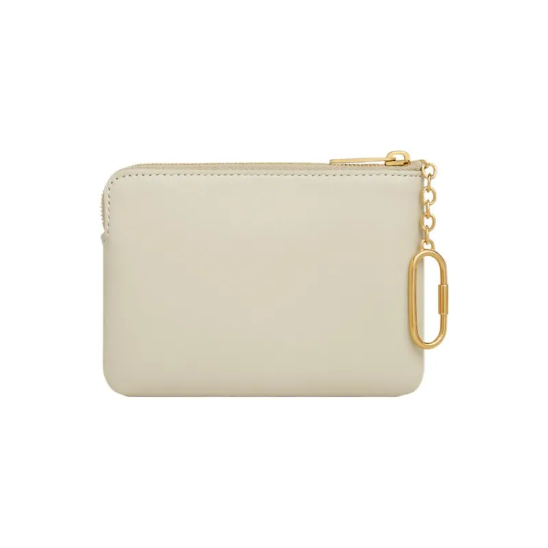CELINE Triomphe Arc De Triomphe Smooth Cow Leather Card Holder Coin Purse Women's Ecru-2