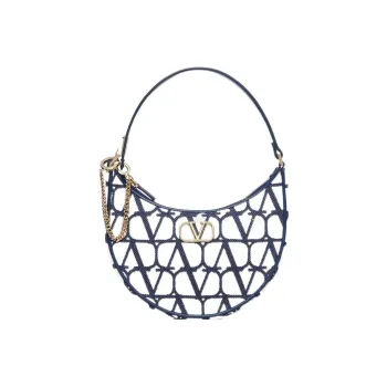 Valentino Vlogo Calfskin HOBO Bag Handbag, Shoulder Bag Mini Women's Blue/White