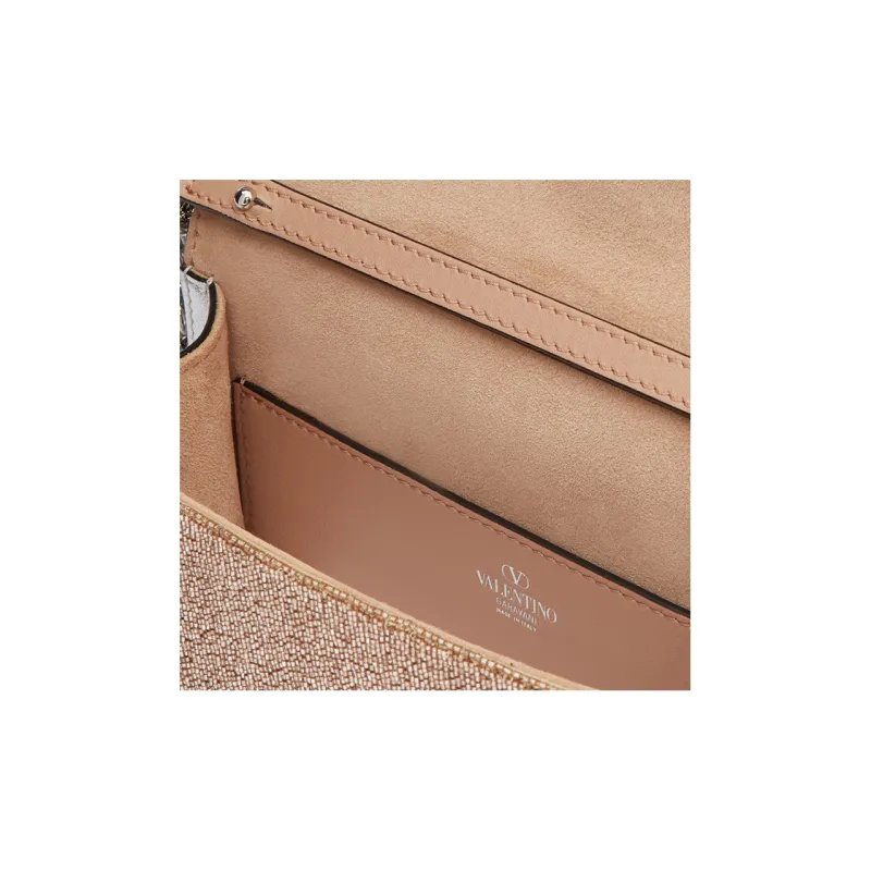 Valentino Locò Leather Baguette Bag Handbags Shoulder Bag Crossbody Bag Women's Light Brown-5