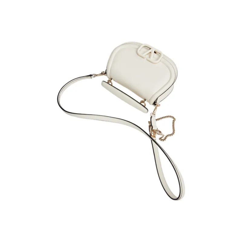 Valentino VSLING Grained Calfskin Saddle Bag Crossbody Bag, Shoulder Bag Women's White-4