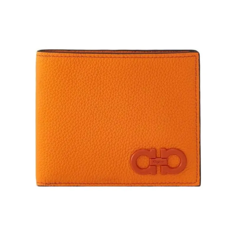 FERRAGAMO GANCINI Calfskin Wallet Regular Women's Orange-0