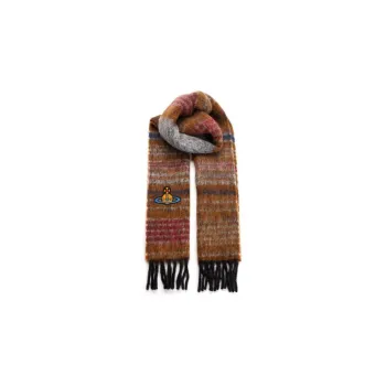 Vivienne Westwood Embroidery Saturn Knit Scarves Men's Yellow