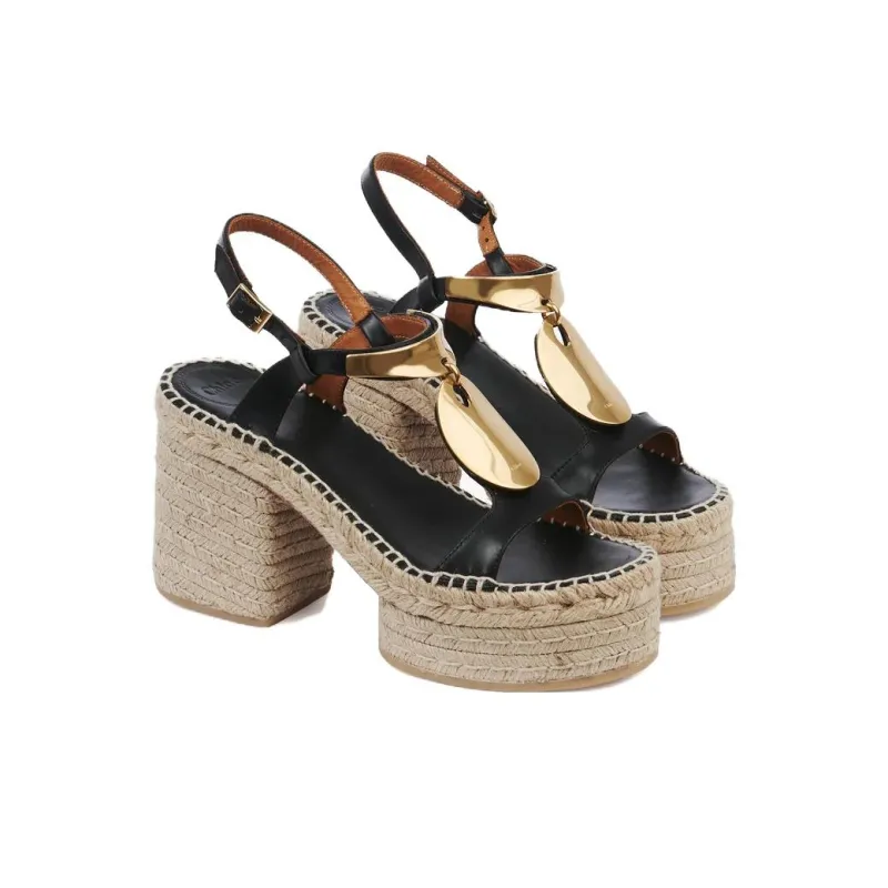 Chloé Pema High Block Heel Espadrille Sandals Women's-3