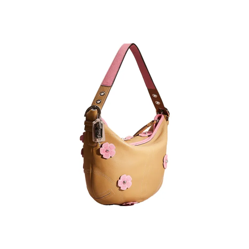 COACH Soho Leather Hobo Bag Handbag Shoulder Bag Women's Sand Yellow-1