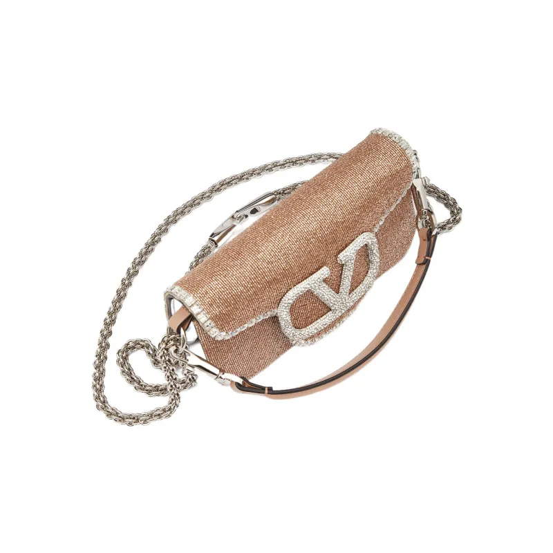 Valentino Locò Leather Baguette Bag Handbags Shoulder Bag Crossbody Bag Women's Light Brown-2