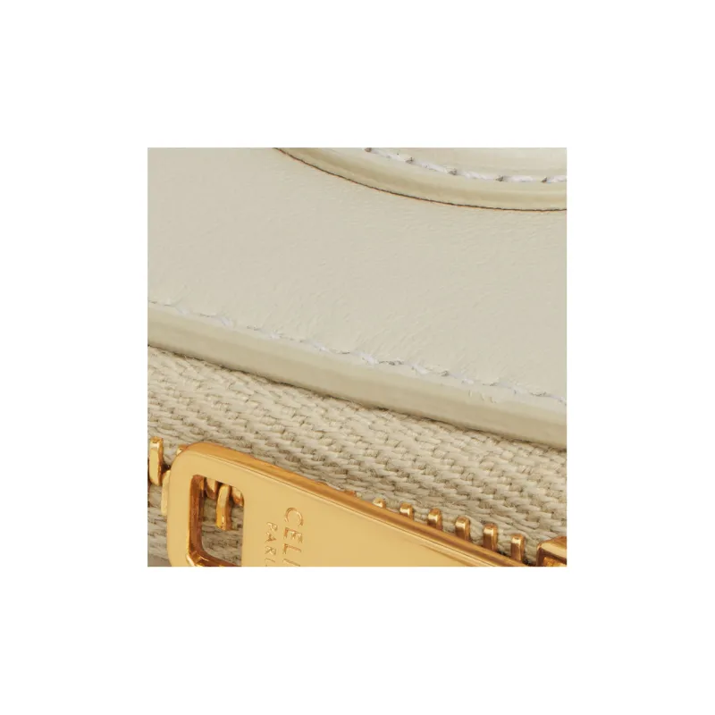 CELINE Triomphe Arc De Triomphe Smooth Cow Leather Card Holder Coin Purse Women's Ecru-3
