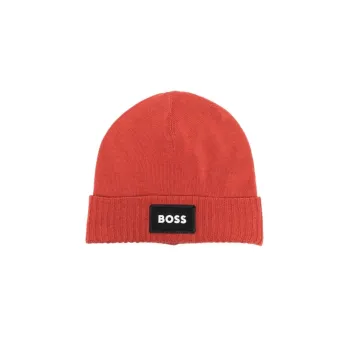 HUGO BOSS Logo Patch Knitted Beanie