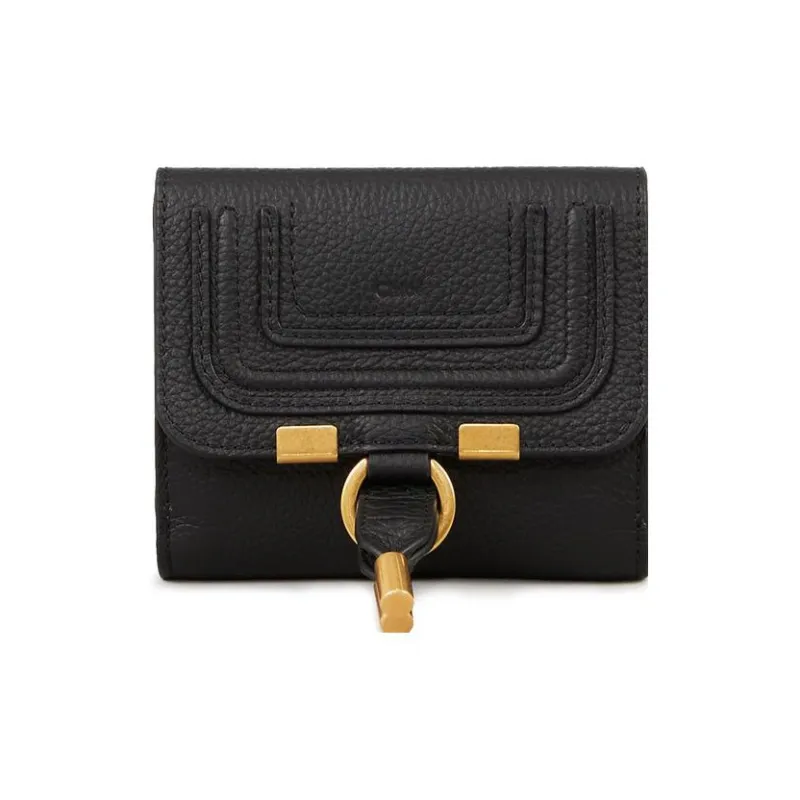 Chloe Marcie Grained Calfskin Wallet Regular Women's Black-1