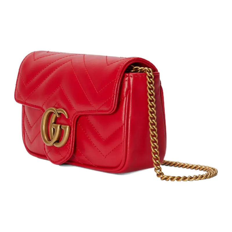 GUCCI Marmont Leather Crossbody Bag Shoulder Bag Extra Mini Women's Red-2
