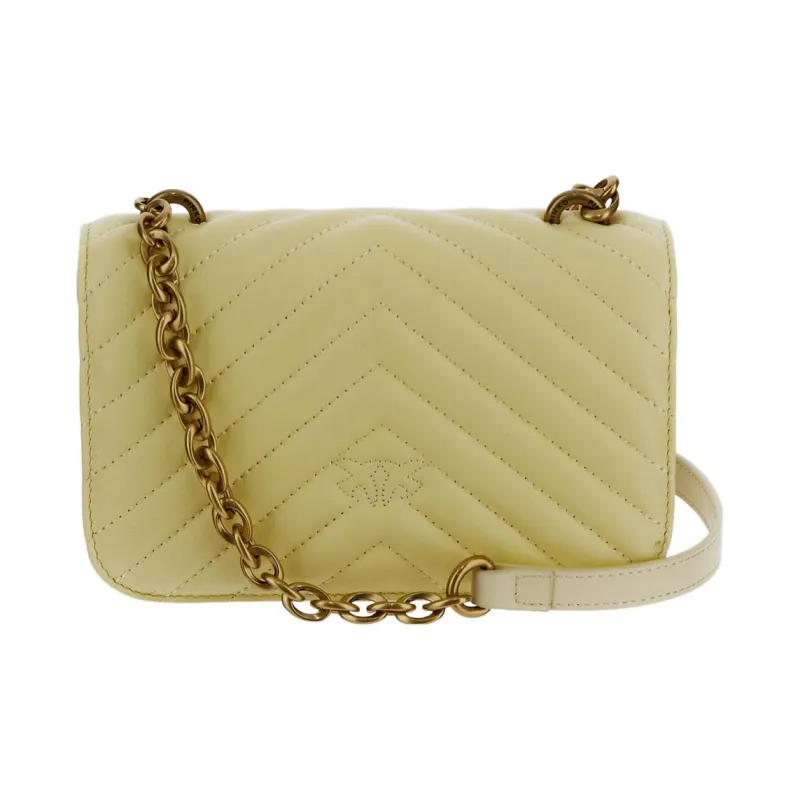 PINKO Leather Shoulder Bag, Crossbody Bag Mini Women's Yellow-2