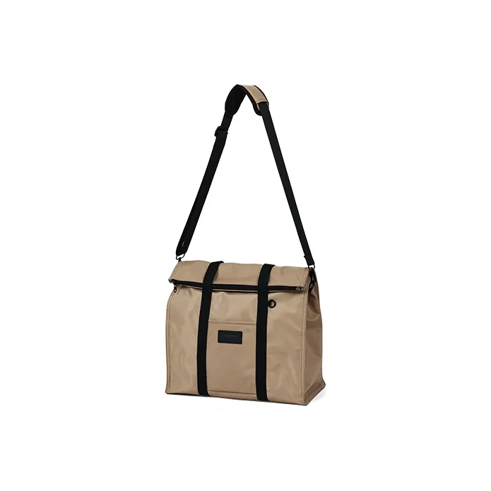 MYEDITION Polyester Computer Tote Tote Bag Shopping Bag Crossbody Handbag Shoulder Bag Large Size Unisex Black/Khaki-1