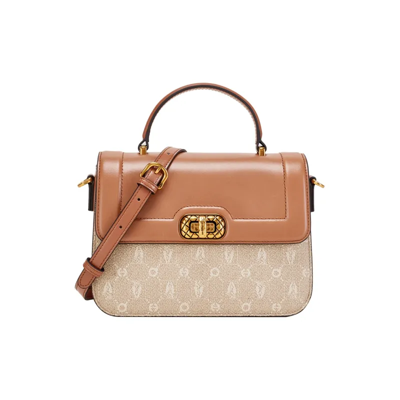Hush Puppies Cow Leather Shoulder Bag, Crossbody Bag, Handbag Regular Women's Khaki, Beige Apricot-5