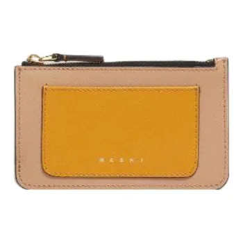 MARNI Trunk Calfskin Wallets Card Holders Women's Orange/Pink/White
