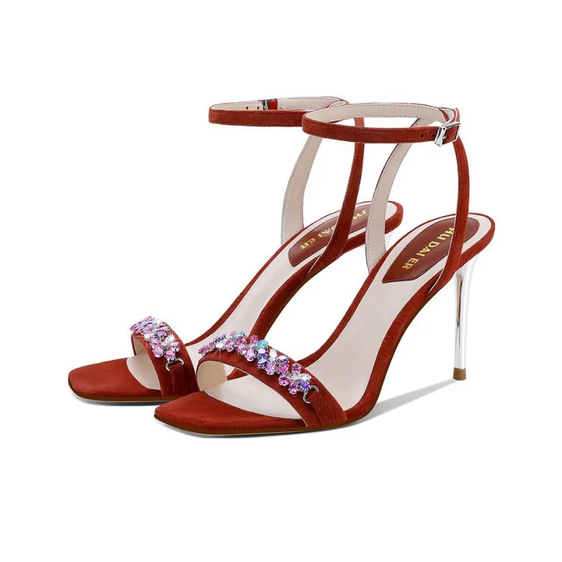 SHUDAIER One-Strap Sandals 8.3cm Women's Watermelon Red-2