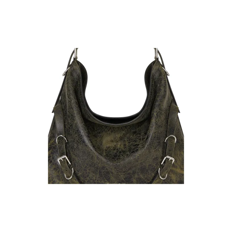 GIVENCHY Voyou Lambskin Crossbody Bag, Shoulder Bag Large Size Women's Black/Yellow-4