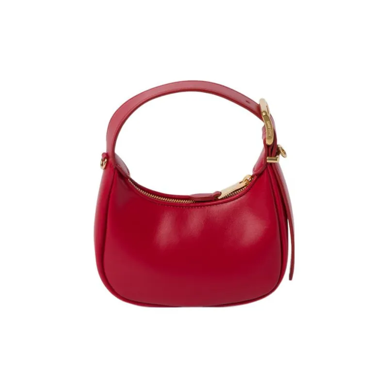 MIU MIU Leather Hobo Bag, Handbag Women's Red-3