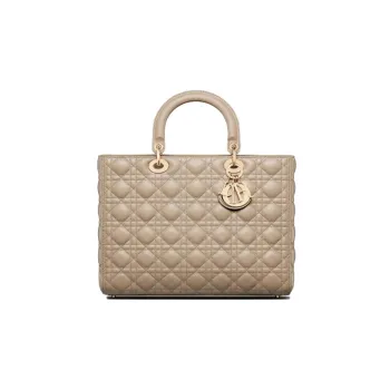 DIOR Lady Dior Sheepskin Dior Bag Shoulder Bag Crossbody Bag Handbag Large Size Women's Sand