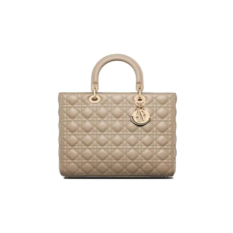 DIOR Lady Dior Sheepskin Dior Bag Shoulder Bag Crossbody Bag Handbag Large Size Women's Sand-0