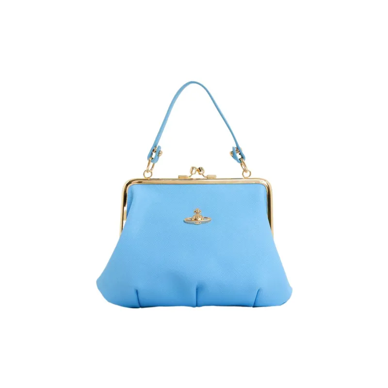 Vivienne Westwood Cow Leather Shoulder Bag, Crossbody Bag, Wallet Women's Blue-0