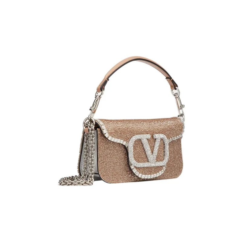 Valentino Locò Leather Baguette Bag Handbags Shoulder Bag Crossbody Bag Women's Light Brown-1