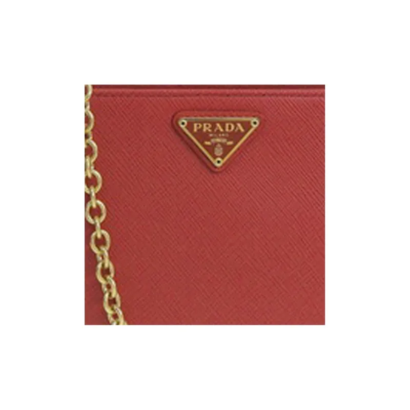 PRADA Cross-Stitch Leather Wallets Shoulder Bag Crossbody Bag Regular Women's Red-4
