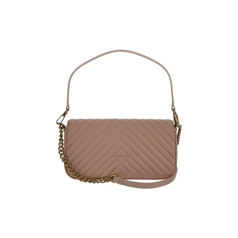 PINKO Leather Baguette Bag, Shoulder Bag, Crossbody Bag Mini Women's Pink-3