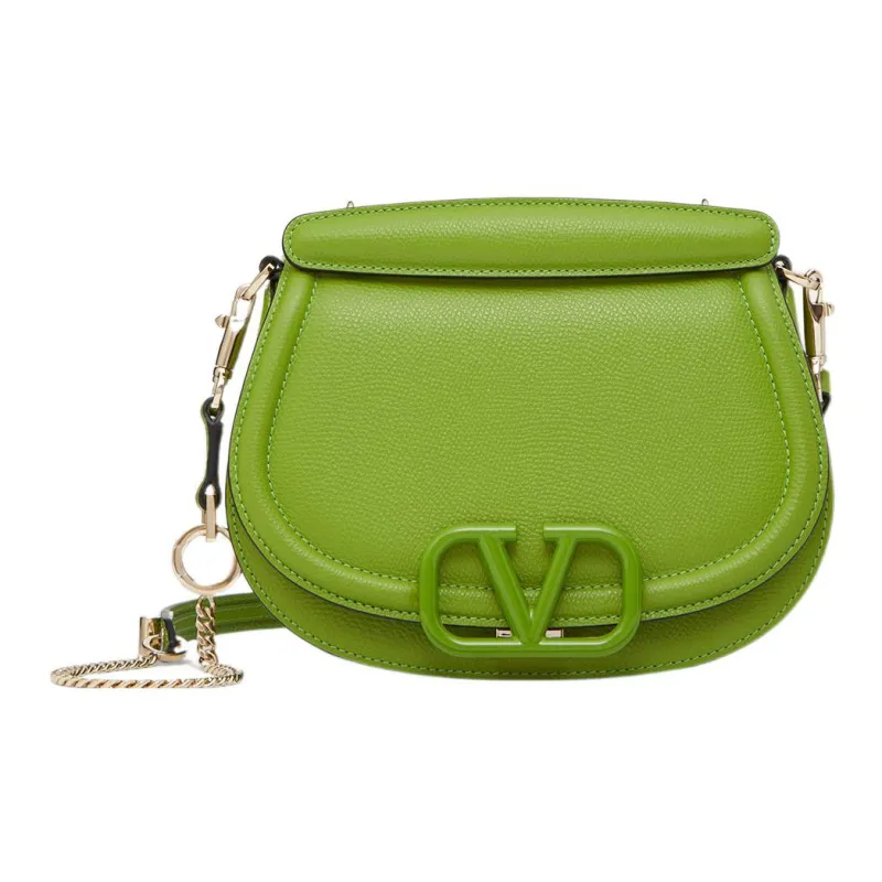 Valentino VSLING Grained Calfskin Saddle Bag Crossbody Bag Shoulder Bag Women's Green-0